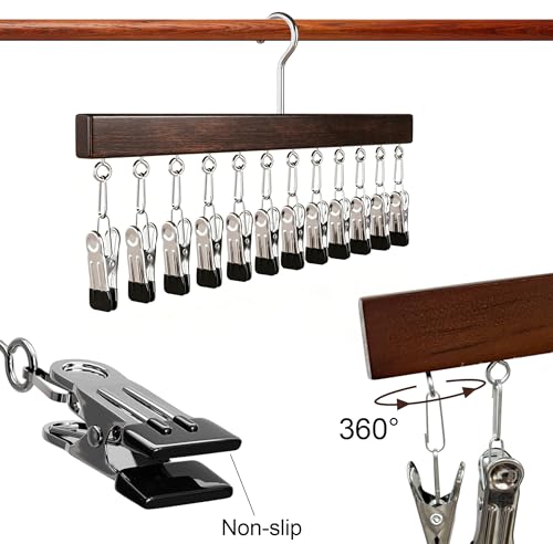Wooden Pants Hangers with Clips - 2 Pack for Closet Organization