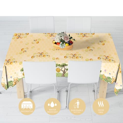 WISSLERMER 3pcs Classic Bear Baby Shower Tablecloths - 54x108 Inches