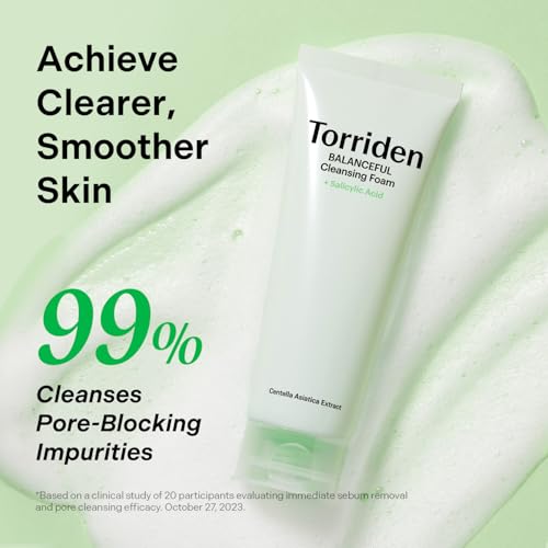 Torriden Balanceful Pore Cleansing Foam 150ml - Gentle Exfoliating Facial Cleanser with Salicylic Acid & 5D Cica