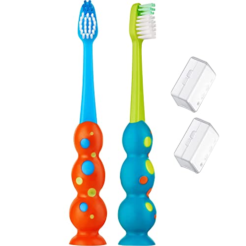 Trueocity Kids Toothbrush Set - Soft Bristles & Suction Cup - 2 Pack