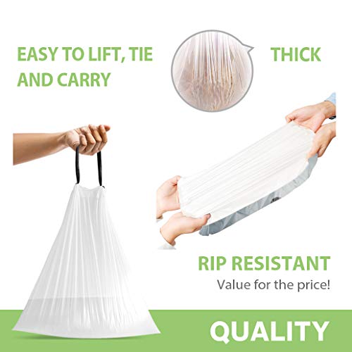Teivio 3-Gallon Drawstring Trash Bags - 140 Count, Leak-Proof