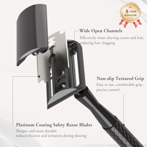 THURLADY Gun Black Safety Razor - Eco-Friendly Metal Double Edge Razor