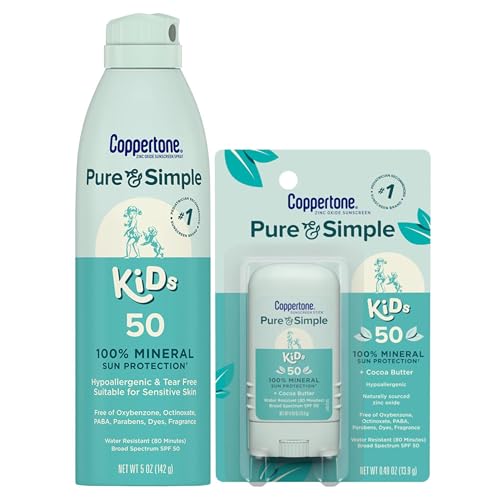 Coppertone Kids Sunscreen SPF 50 Bundle - Hypoallergenic, Water-Resistant Zinc Oxide SPF 50 Pack