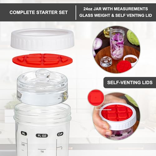 Complete Fermentation Kit with Mason Jar & Burping Lids