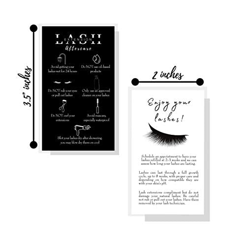 Lash Extension Aftercare Instructions Cards - 50 Pack, Double Sided 3.5x2 Inches, Professional Lash After Care Tips for Eyelash Extensions