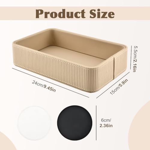 PU Leather Desk Organizer Tray - Modern Nightstand Storage