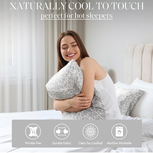 Madison Park Essentials Satin Pillowcase Set of 2 - Gray Leopard