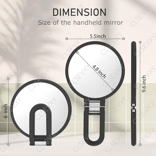CLSEVXY Magnifying Handheld Mirror Double Sided, 1X 15X Magnification Hand Mirrors, Travel Folding Hand Held Mirror, 360¡ÆRotation Pedestal Makeup Vanity Mirror