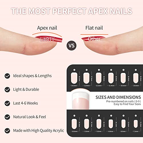 LIARTY Short French Tip Press-On Nails - Natural 480pcs Set
