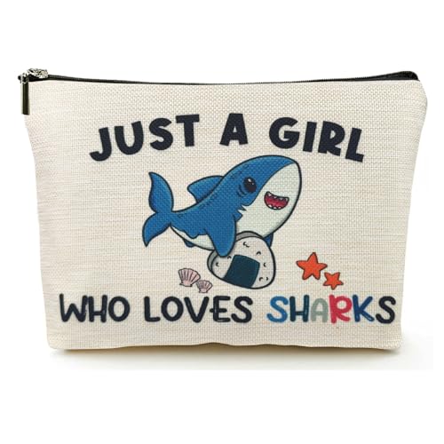 Shark Lover Makeup Bag - Cute Shark Themed Gifts for Women & Kids - Suemetic