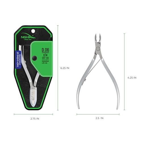 NGHIA Cuticle Nipper JAW 12 - 4.5-5.5mm Stainless Steel, Ergonomic, Grey Plated