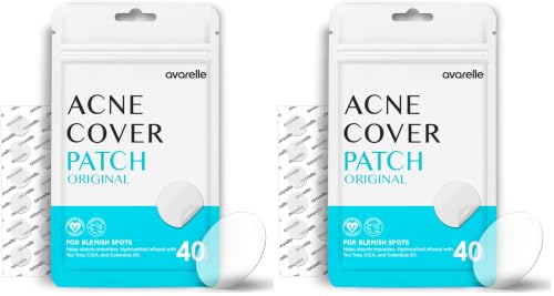 Avarelle Hydrocolloid Acne Pimple Patches with Tea Tree Oil (80 Count)