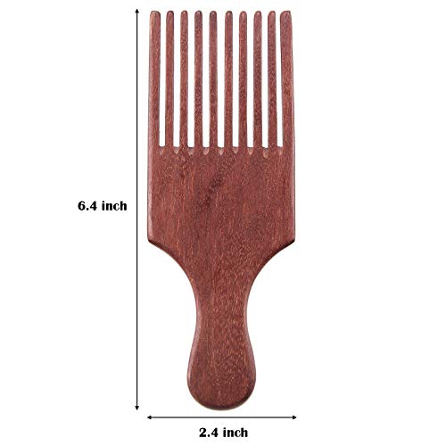 Patelai Wooden Beard Comb - 2 Pack Long Tooth Hair & Grooming Pick for Men & Women