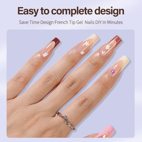 Misssix 300Pcs French Tip Press On Nails - Long Square Soft Gel Nail Tips