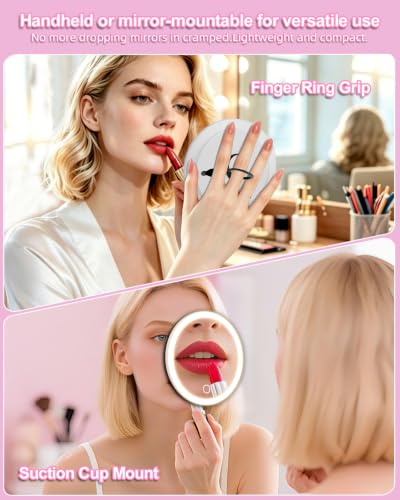 White 30X Magnifying Makeup Mirror with Light - 5 Inch Handheld