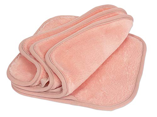 Eurow Reusable Microfiber Makeup Remover Cloths - 4-Pack, Coral, 8"x8"