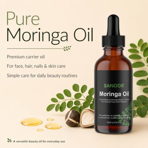 SANOOR Moringa Oil - Lightweight Multi-Use Beauty Oil for Face, Hair & Body, 60ml