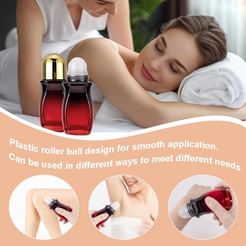 Ellbest Gradient Red 4-Pack 50ml Glass Roller Bottles - Leak-Proof Deodorant Containers