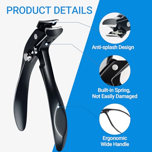 Long Handle Toenail Clippers for Seniors - Thick Nail Clipper Black