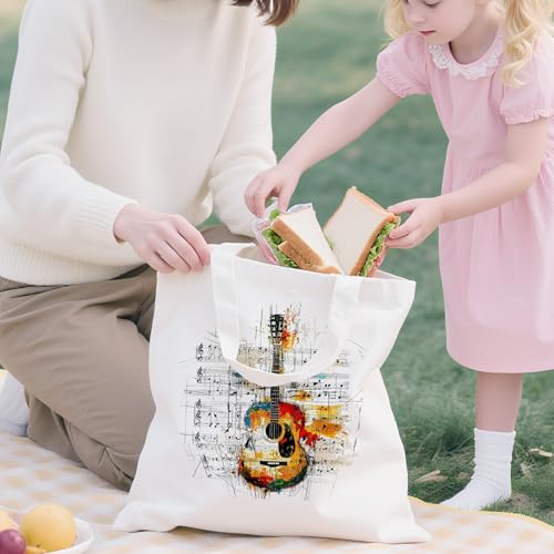 Floral Music Tote Bag for Women | Reusable Canvas Design