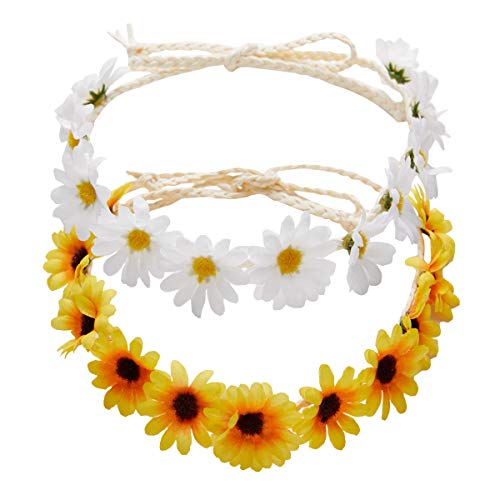 2-Pack Sunflower Floral Headbands for Weddings & Festivals