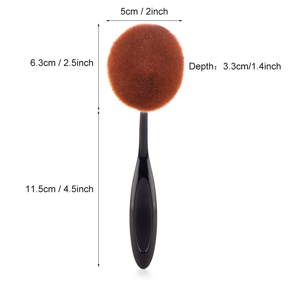 Oval Foundation Brush - Large Toothbrush Design for Flawless Liquid & Cream Application | All Black