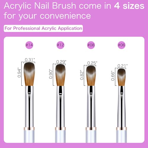 Shine Chance 4Pcs Purple Acrylic Nail Brushes Set - Kolinsky Nail Art & Manicure Tools