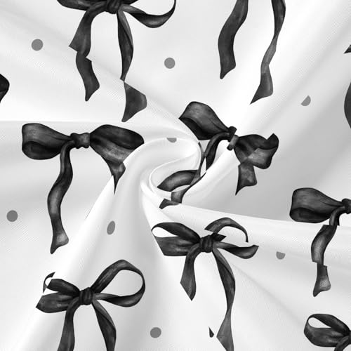 Cute Bow Shower Curtain - Black Aesthetic Waterproof 72x72