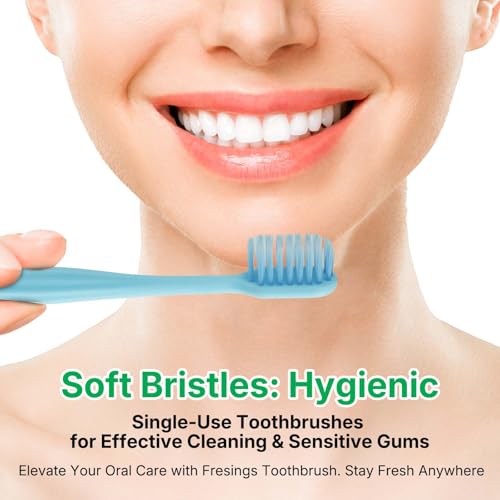 Fresings 50-Pack Disposable Toothbrushes with Fluoride-Free Toothpaste