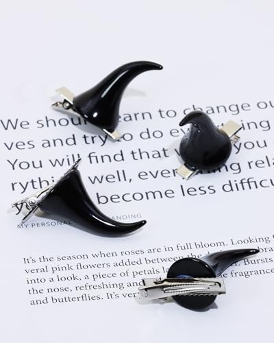 Evil Horn Hair Clips - 4pcs Black Demon Barrettes for Halloween