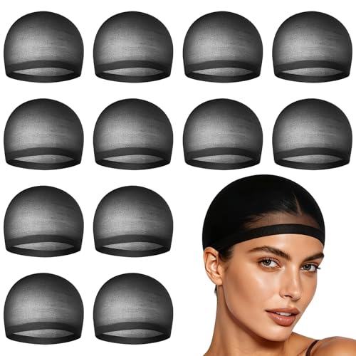 MEEZY 24 Pcs Black Wig Caps - Non-Slip Elastic Hair Nets for Wigs