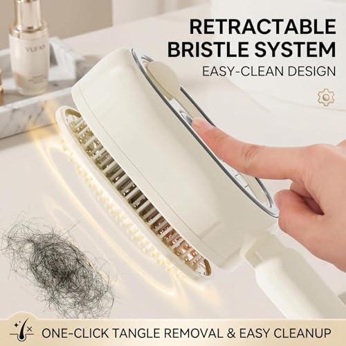 Electric Spray Air Cushion Massage Comb, 2026 Upgrade Electric Spray Air Cushion Comb, 5-in-1 Detangling Hair Brush for Dry Frizzy Hair, Self-Cleaning Gloss Enhancing Care Brush for Women (Purple)