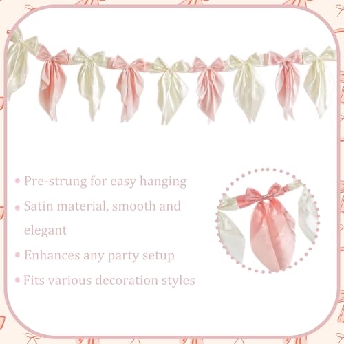 10 Pre-Strung Satin Bow Garland for Weddings, Baby Showers & Parties