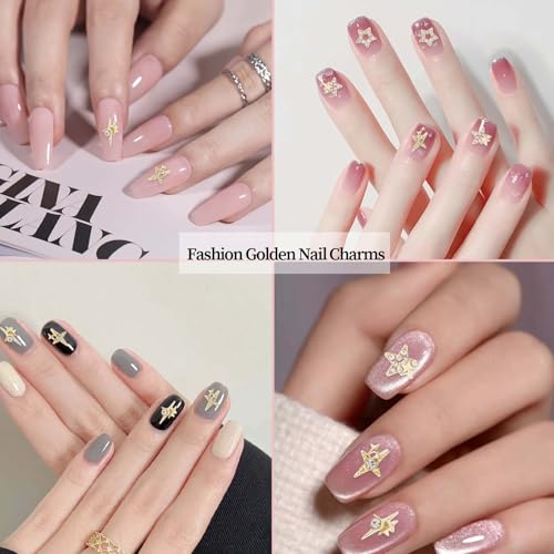 Abeillo Gold Star 3D Nail Charms Set for Acrylic Nails, Rhinestones & Bling
