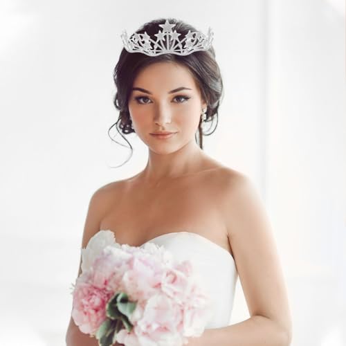 Lurrose Star Shaped Rhinestone Bridal Tiara Headpiece