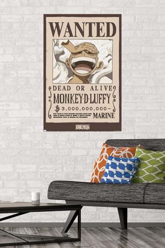 One Piece Monkey D Luffy Wanted Poster - 22.37" x 34" Wall Art