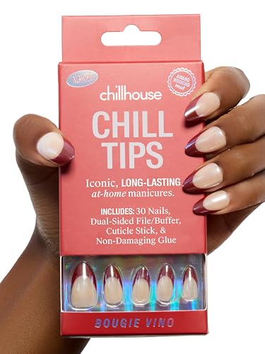 Chillhouse Chill Tips Press-On Nails - Bougie Vino Almond French Manicure