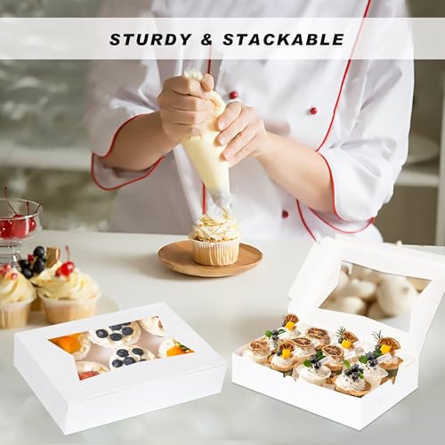 Yeplan 10-Pack Bakery Boxes with Window, 12x8x2.5 Inch Treat Boxes