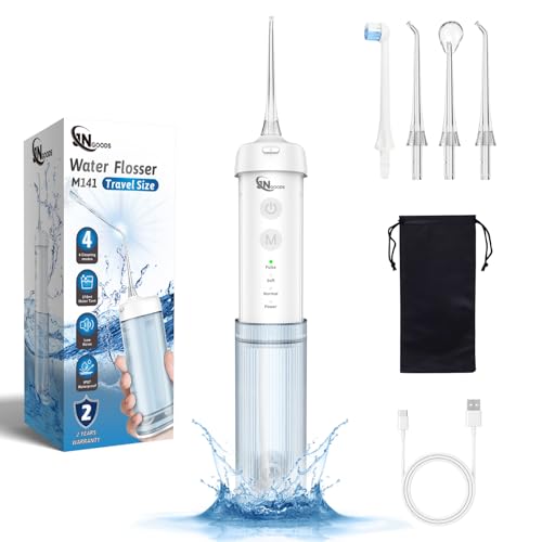 JNGOODS Blue Portable Cordless Water Flosser with 4 Modes & Telescopic Tank