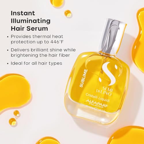 Alfaparf Milano Semi di Lino Moisture Hair Mask for Dry Hair and 15ml Cristalli Liquidi Hair Oil Serum Set- Moisturizing and Hydrating Deep Conditioning Mask - Smoothing and Shine Enhancing Oil