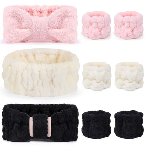 DiyJibb 9-Piece Spa Headband & Wristband Set for Women