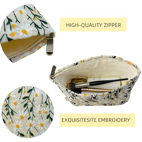 Stylish Daisy Makeup Bag Set - Large & Small Travel Organizers