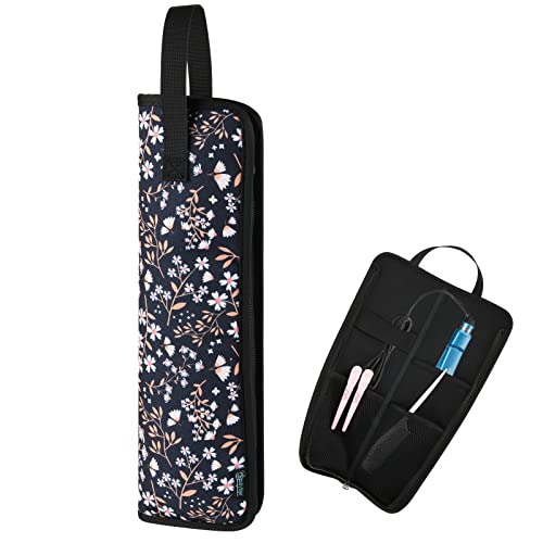 Beautyflier Heat-Resistant Flat Iron Travel Bag - White Flower Print
