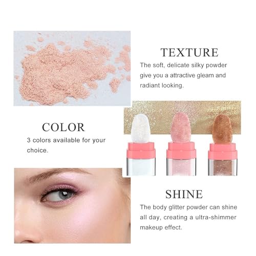 Glitter Powder Highlighter - White Moonbeam Shimmer for Face & Body