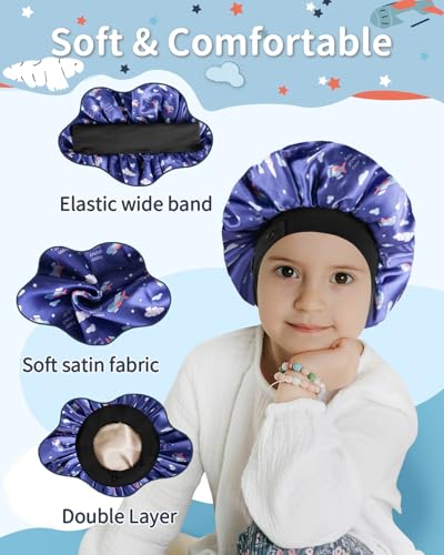 Kids Satin Bonnet with Adjustable Elastic Band for Natural Hair