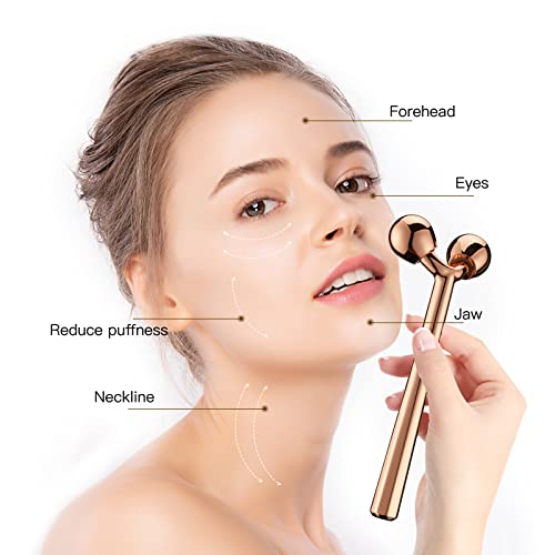 Rose Gold 3D Facial Roller Massager - Stainless Steel Skin Tightening Tool