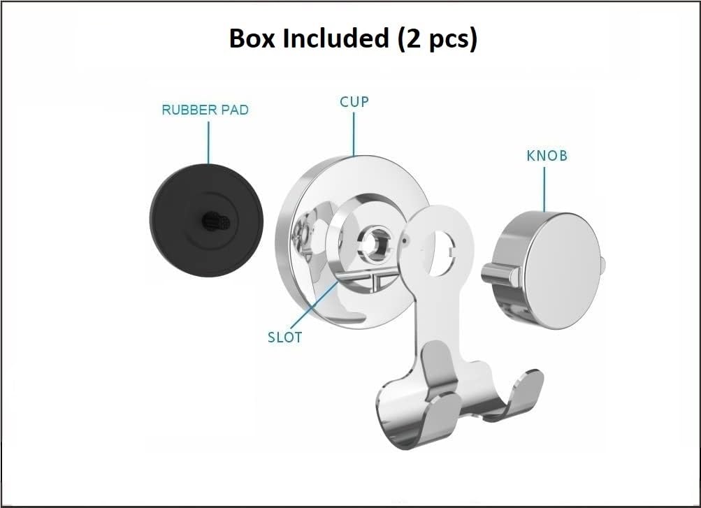 Suction Cup Hooks Razor Holder Powerful Vacuum Organizer for Towel, Razor, Coat, Bathrobe and Loofah 304 Stainless Steel Removable Hooks for Bathroom & Kitchen, Towel Hanger Storage (Silver)