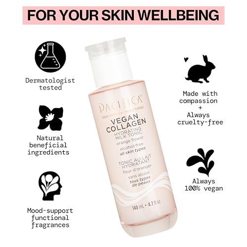 Pacifica Vegan Collagen Hydrating Milk Tonic - Moisturizing Face Toner with Hyaluronic Acid & Chamomile