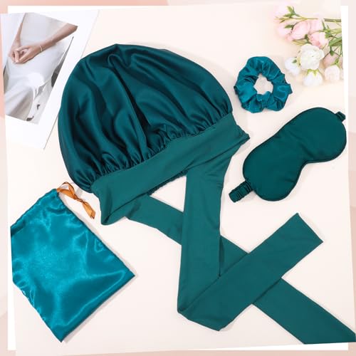 Satin Bonnet Set with Eye Mask for Curly Hair - Pengxiaomei