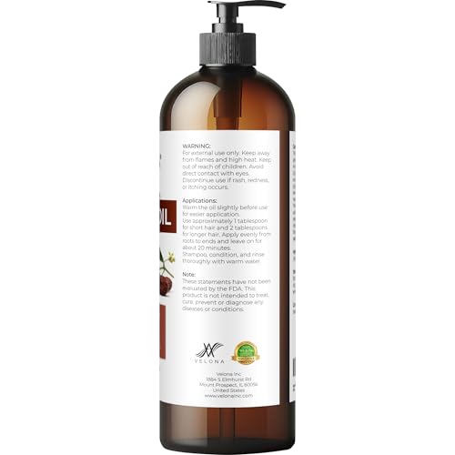 Velona Jojoba Oil 16 fl oz - Cold Pressed, Unrefined, Pump Included